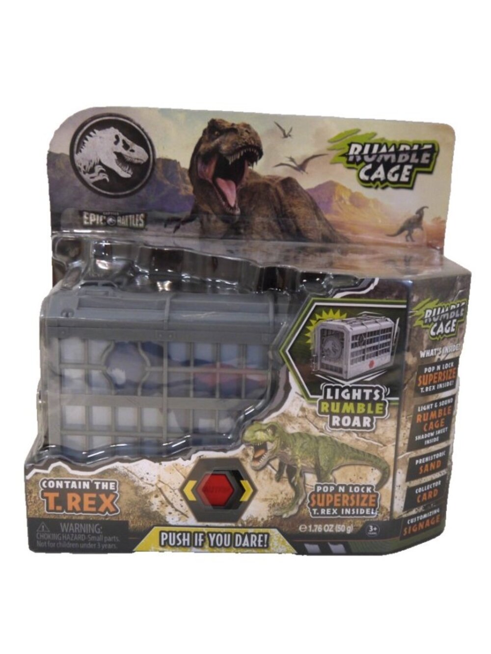 Jurassic World Rumble Cage with T. Rex dinosaur Toy Monster New, package damaged